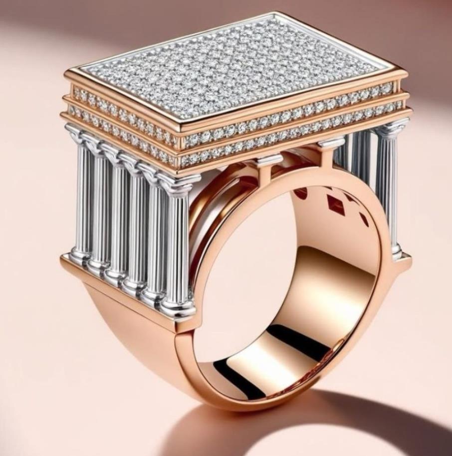 Architectural Diamond Temple Ring — view 2