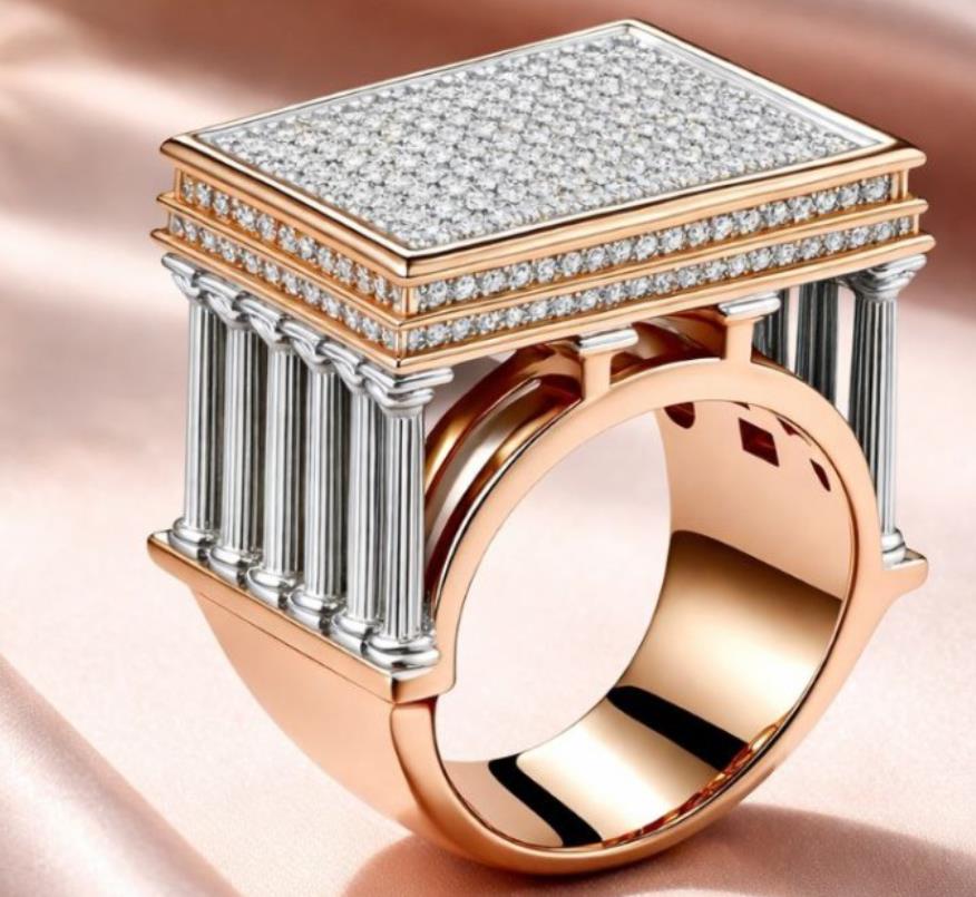 Architectural Diamond Temple Ring