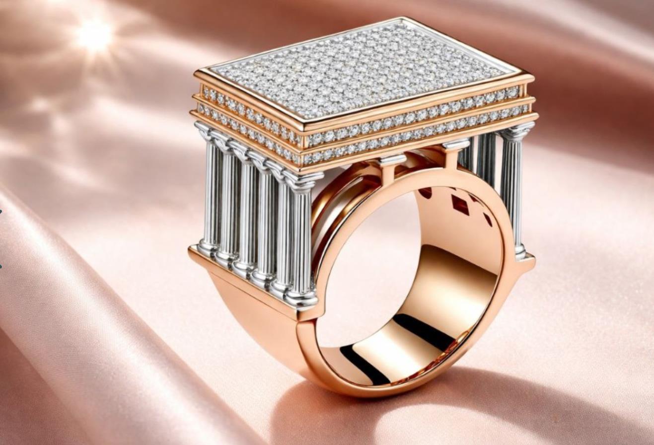 Architectural Diamond Temple Ring — view 3