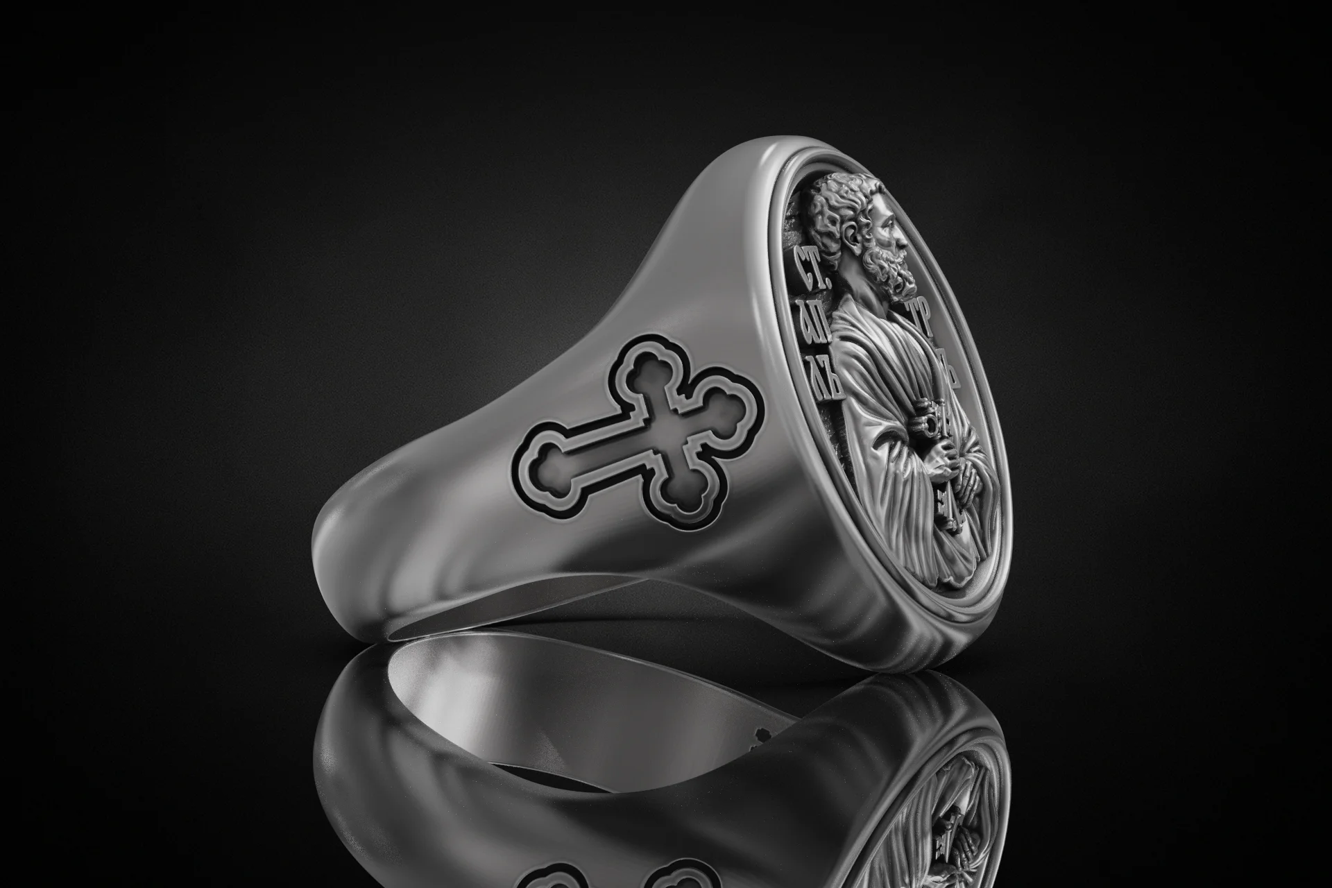 Saint Peter Apostle Signet Ring — view 3