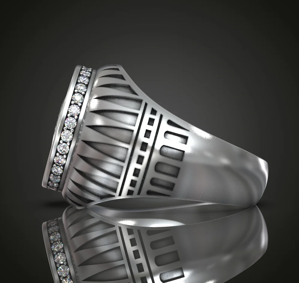 Patriotic Eagle Diamond Signet Ring — view 2