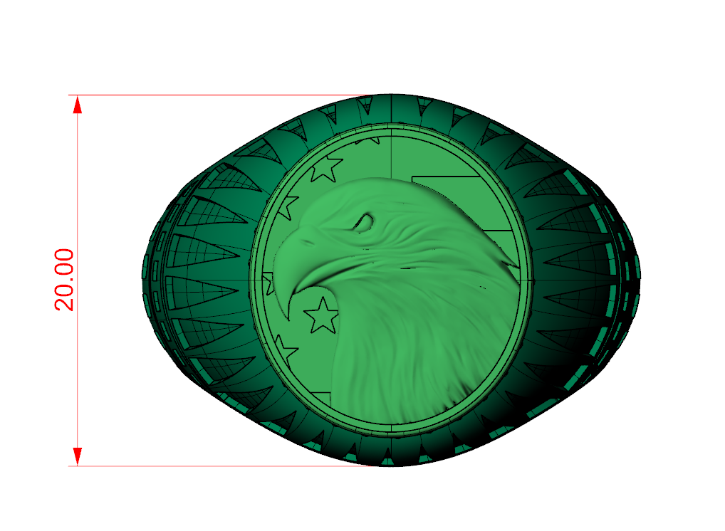 Patriotic Eagle Diamond Signet Ring — view 6