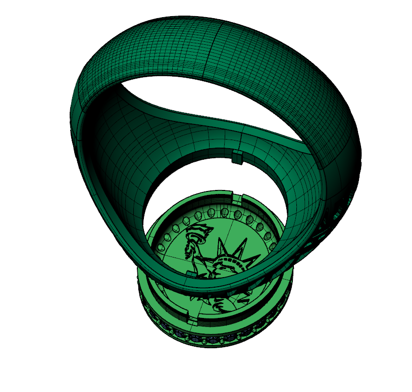 Patriotic Eagle Diamond Signet Ring — view 8
