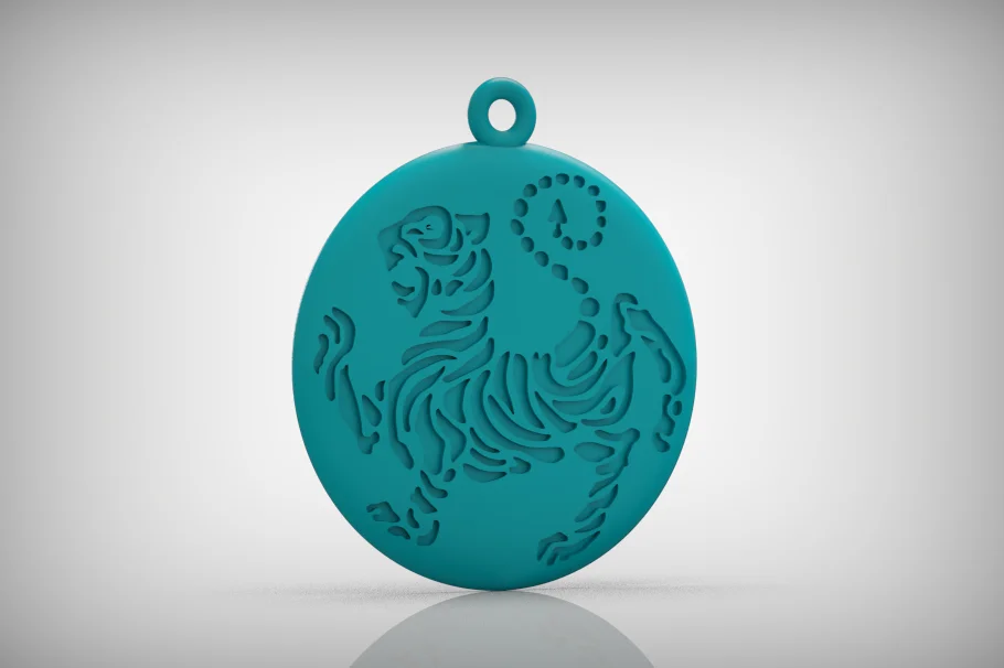 Engraved Shotokan Tiger Medallion Pendant — view 4