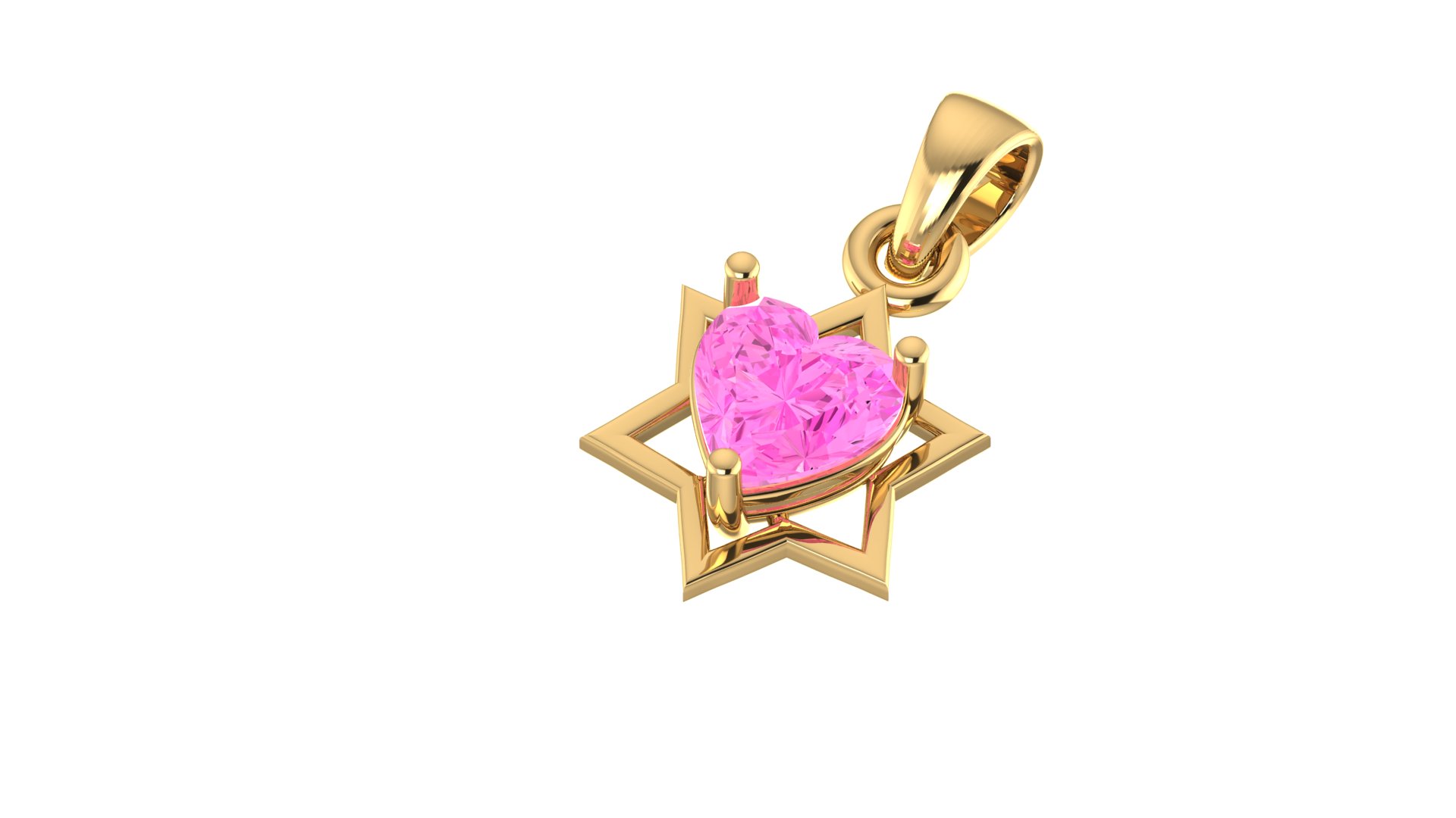 Heart Solitaire in Six-Pointed Star Pendant — view 6