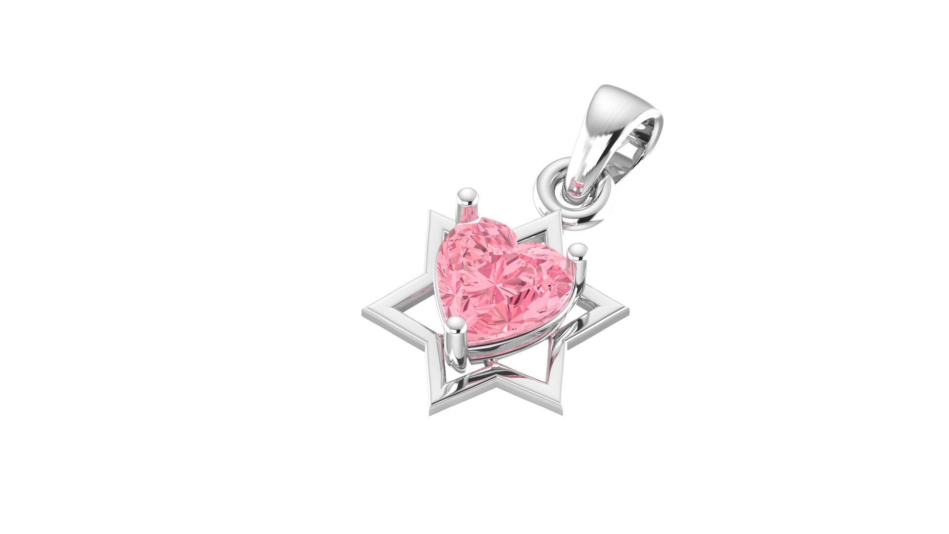 Heart Solitaire in Six-Pointed Star Pendant — view 8