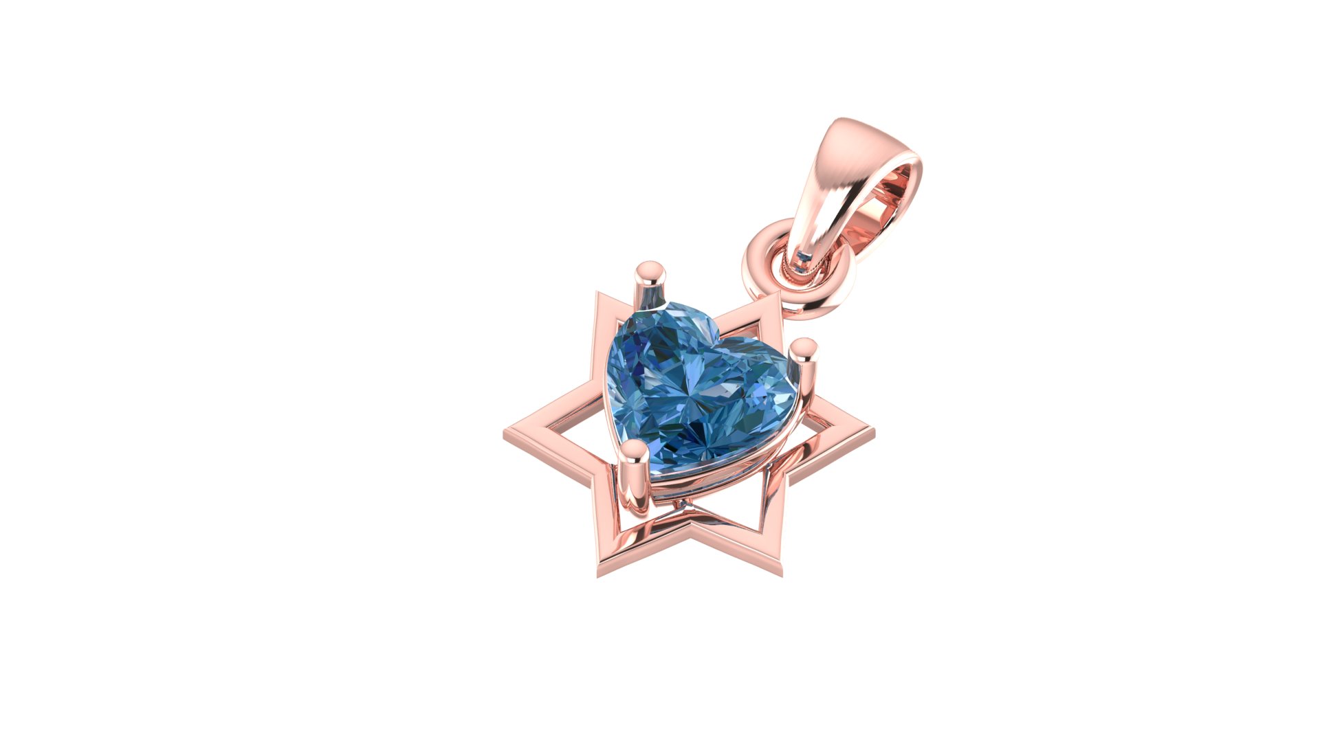 Heart Solitaire in Six-Pointed Star Pendant — view 7