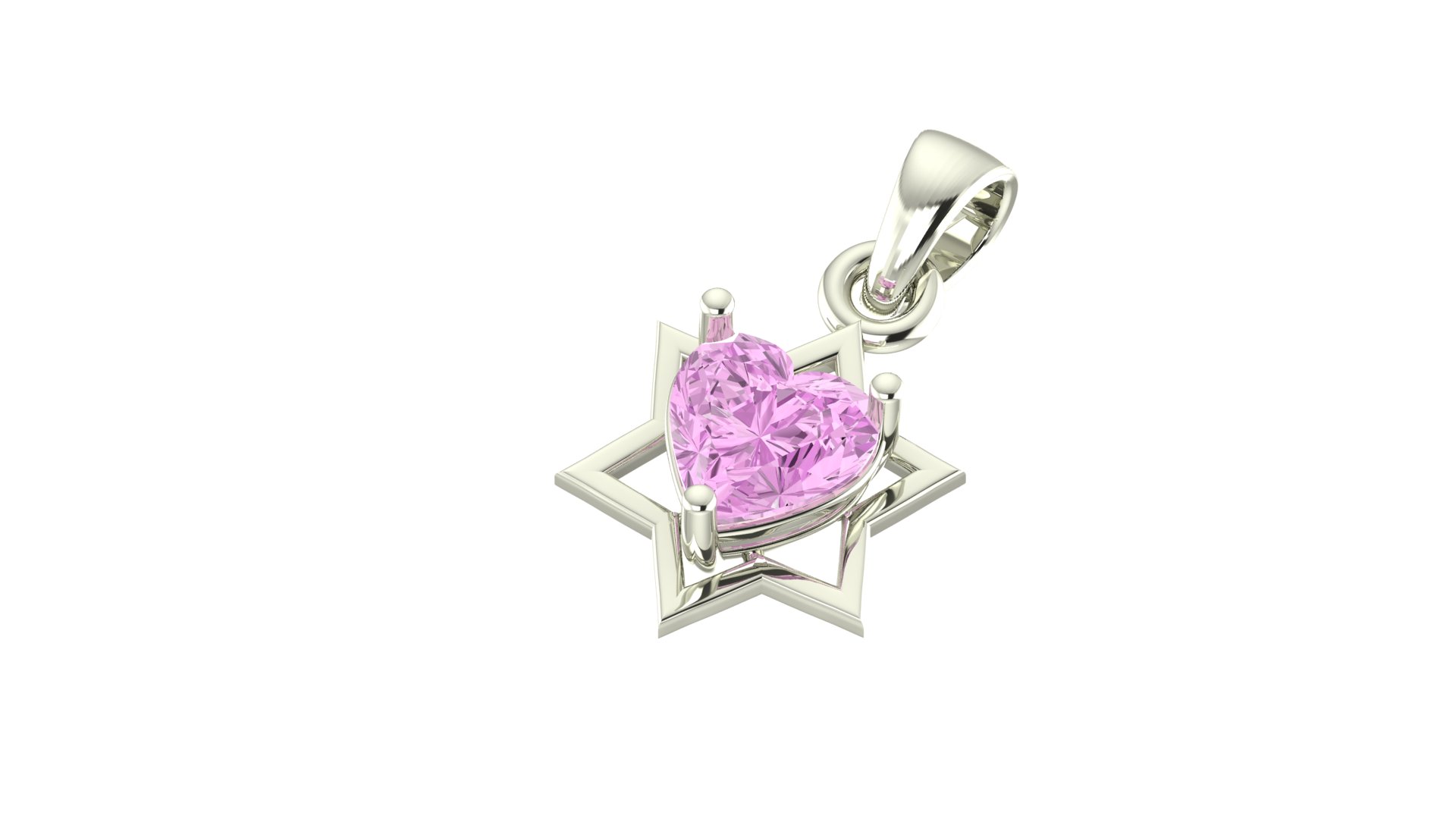 Heart Solitaire in Six-Pointed Star Pendant