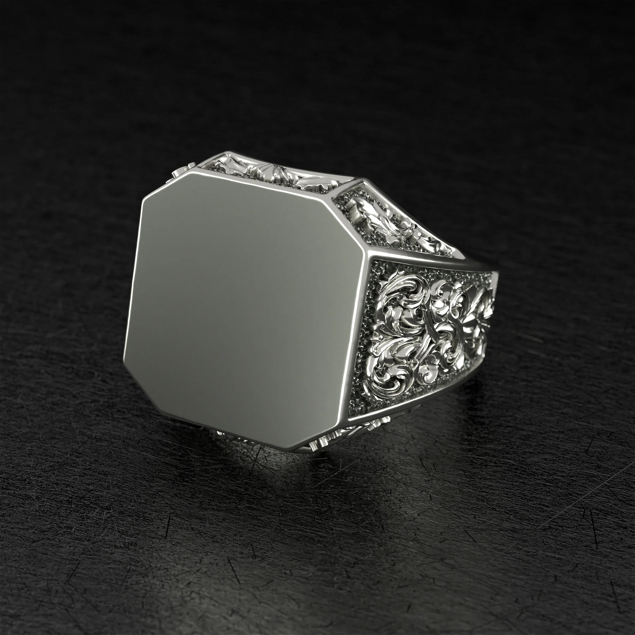 filigree signet ring — view 2