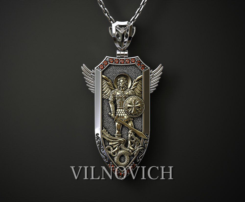 ARCHANGEL MICHAEL — Dragon Slayer Pendant | Jewelry 3D Model STL — view 4