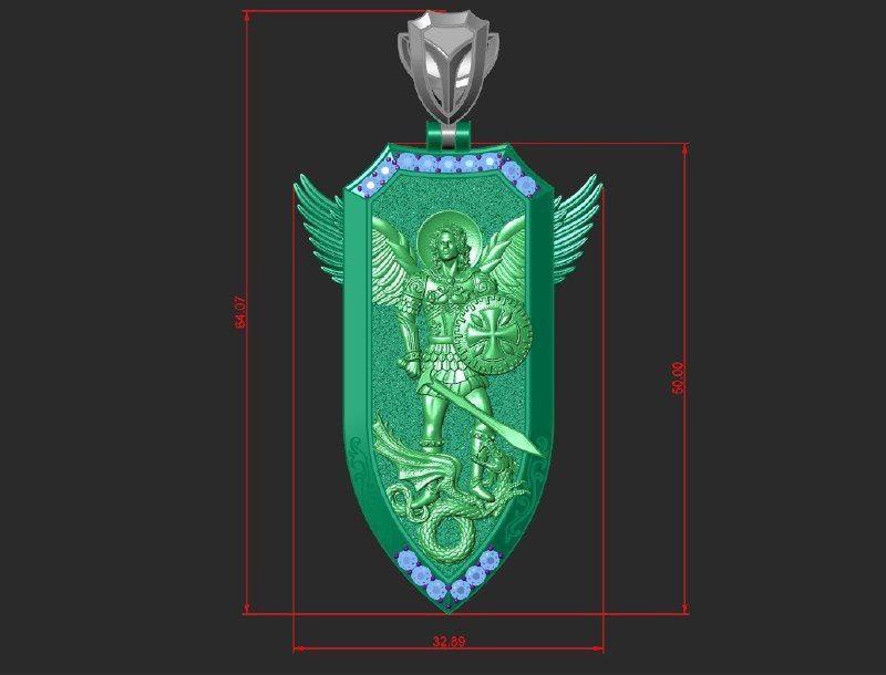 ARCHANGEL MICHAEL — Dragon Slayer Pendant | Jewelry 3D Model STL — view 3