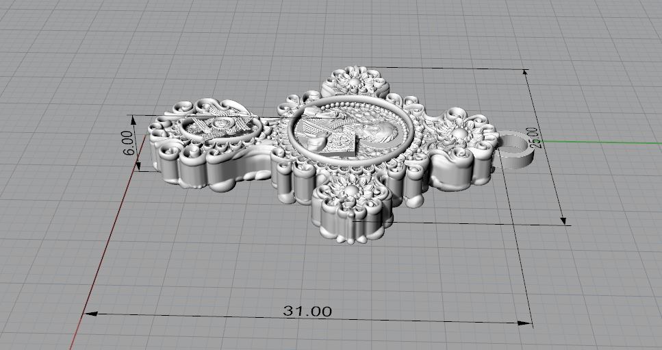 Ornate Orthodox Cross Pendant with Saint Nicholas Relief — view 6