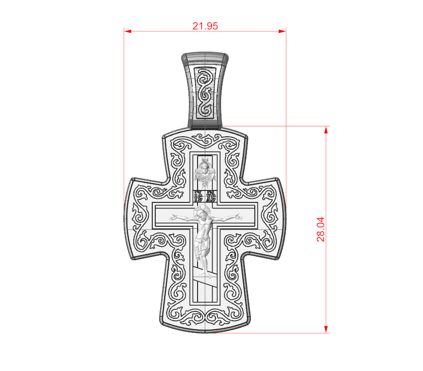 Detailed Orthodox Crucifixion Cross Pendant with Scrollwork — view 7