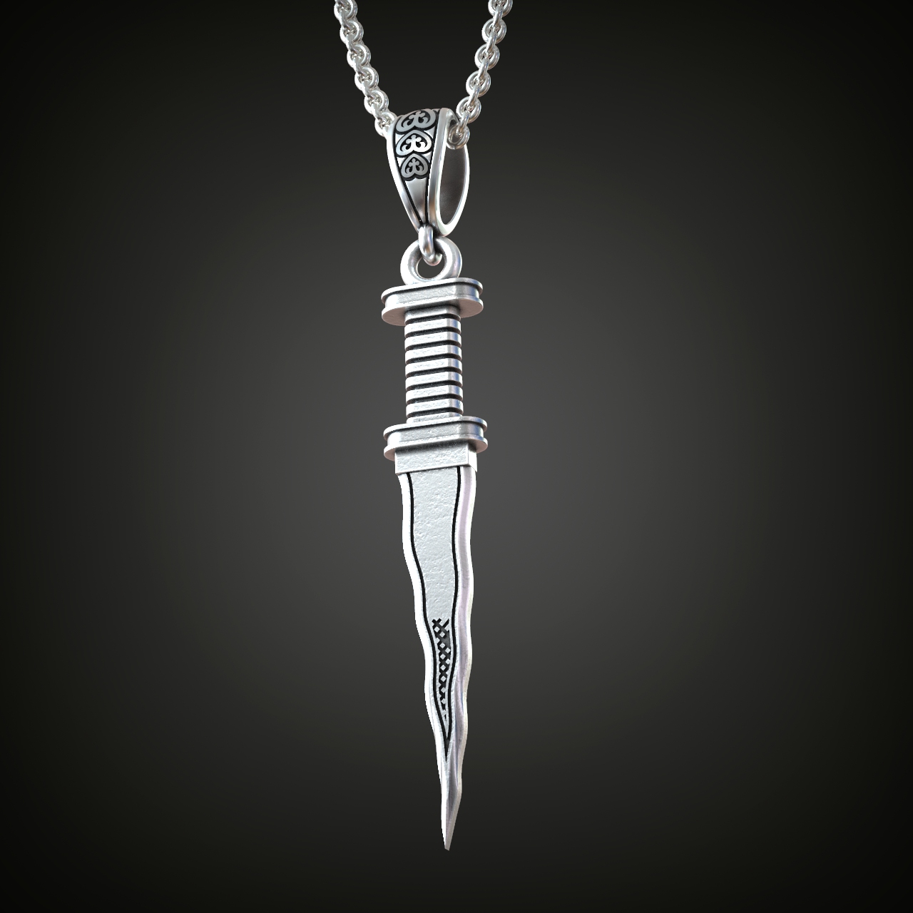 Decorative Kinjal Dagger Pendant with Engraving — view 2