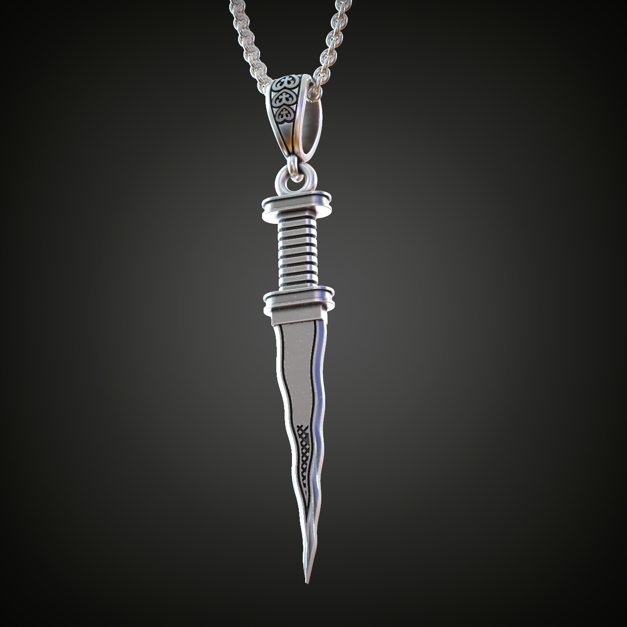 Decorative Kinjal Dagger Pendant with Engraving — view 3