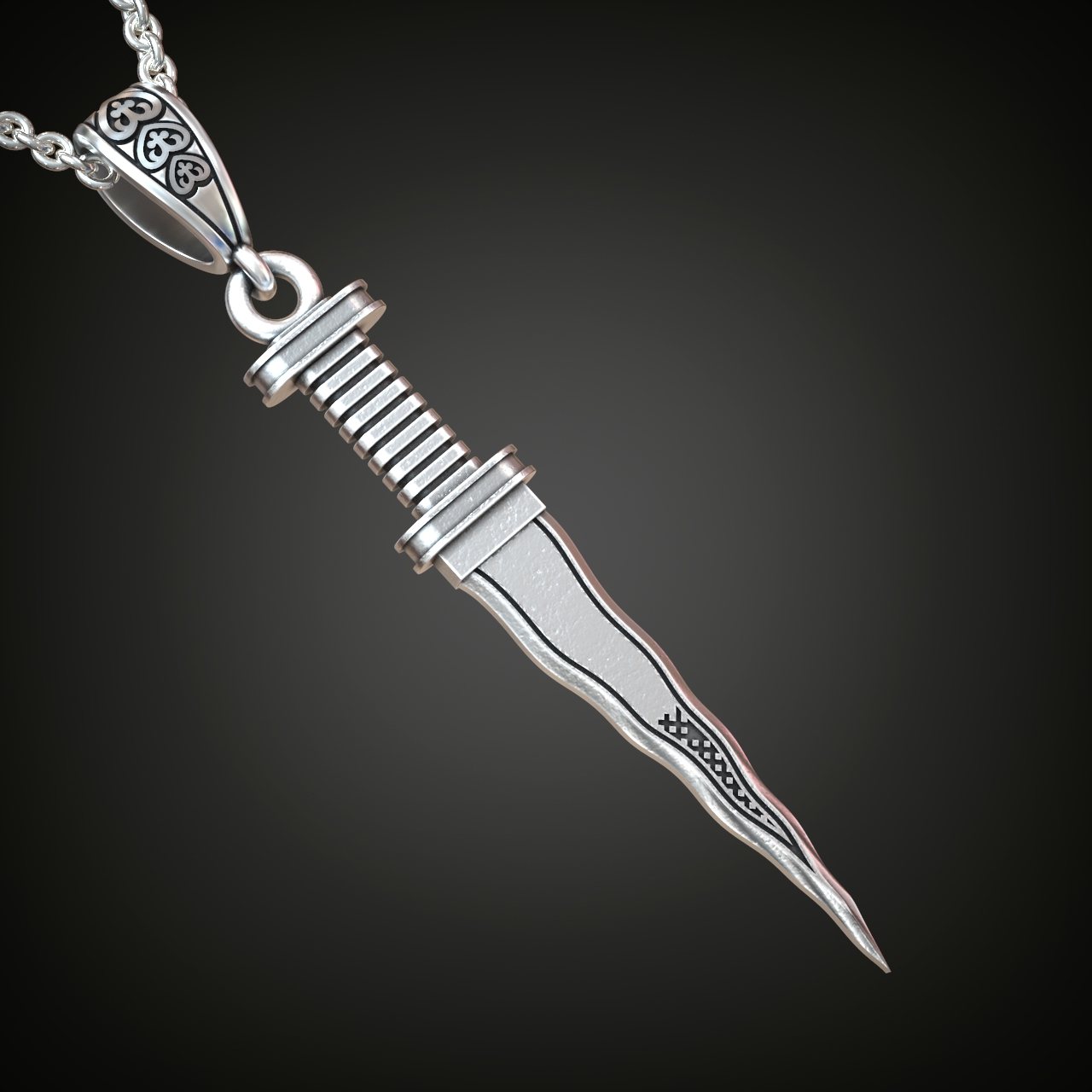 Decorative Kinjal Dagger Pendant with Engraving