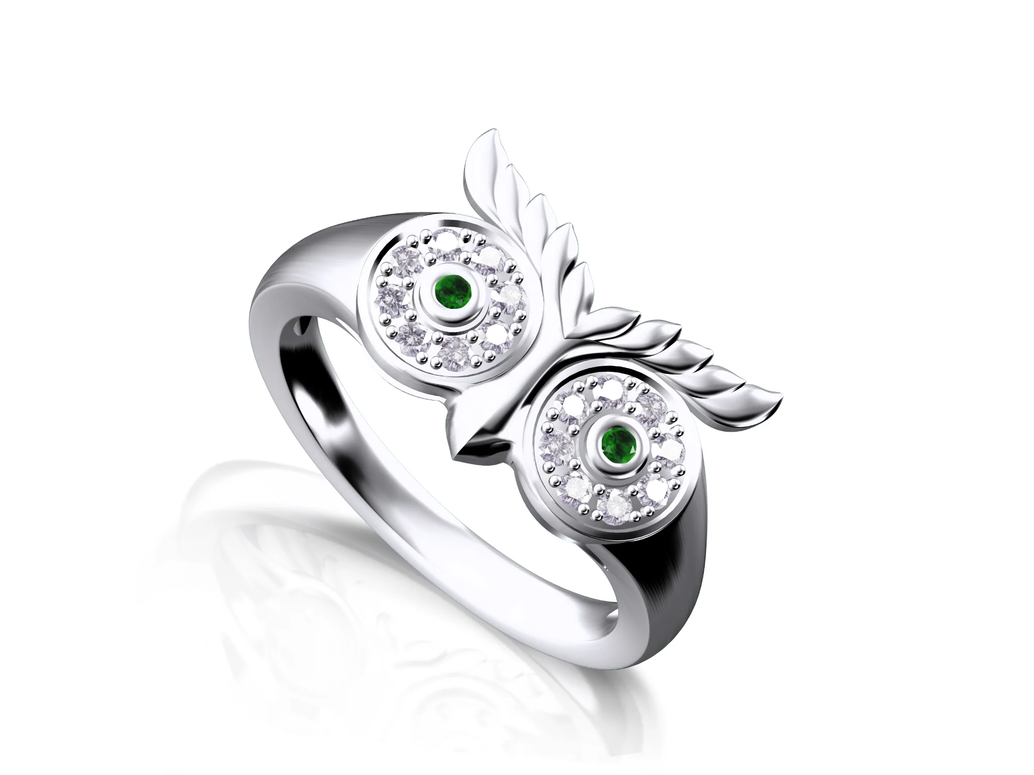 Owl Head Ring with Gemstone Eyes — view 6