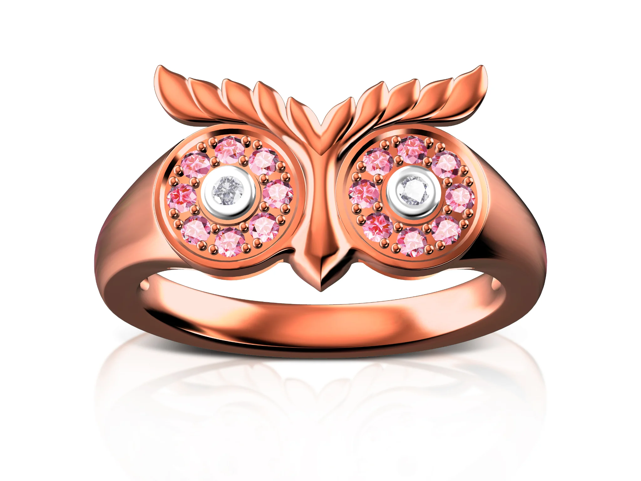 Owl Head Ring with Gemstone Eyes — view 8