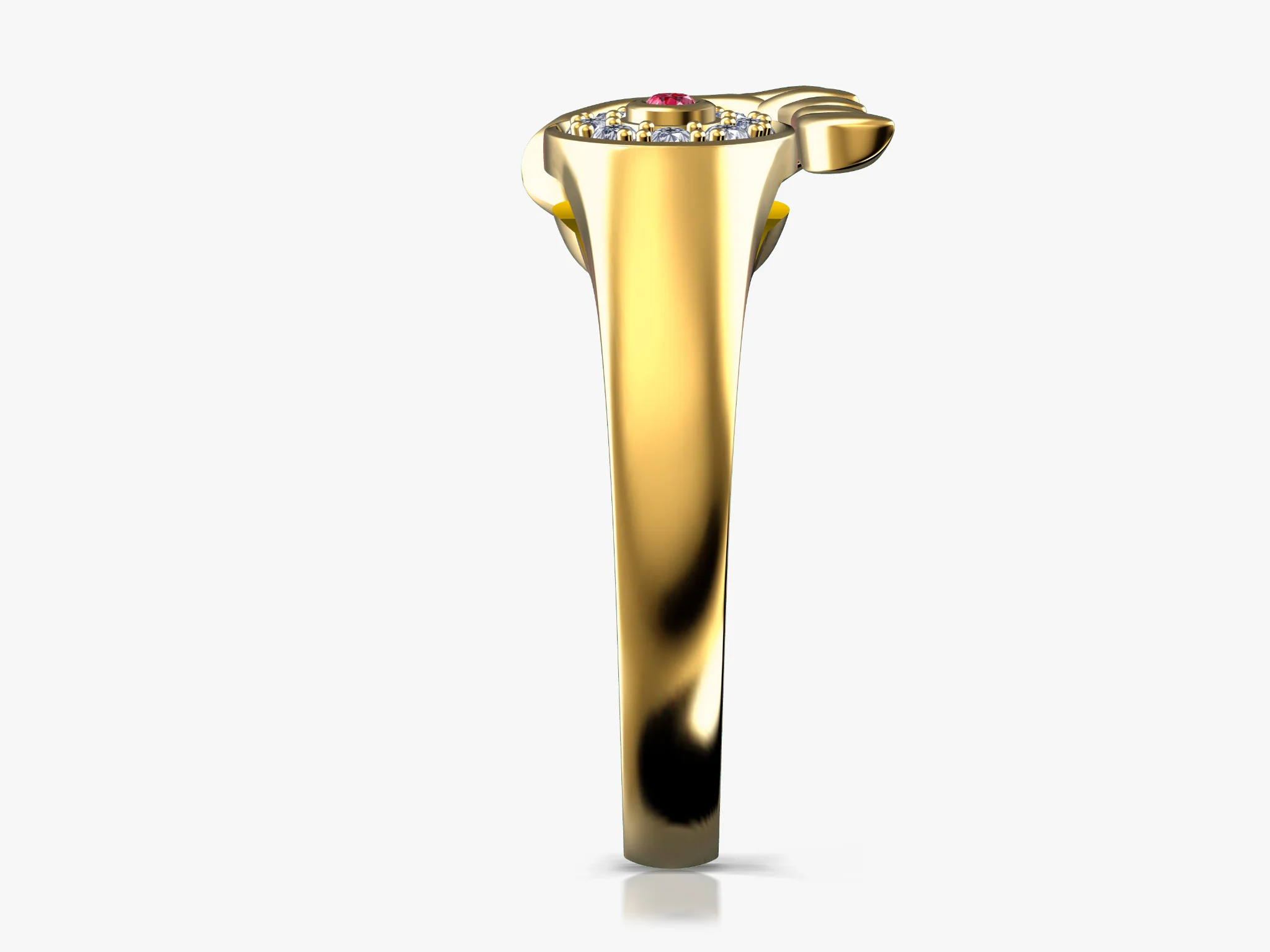 Owl Head Ring with Gemstone Eyes — view 2