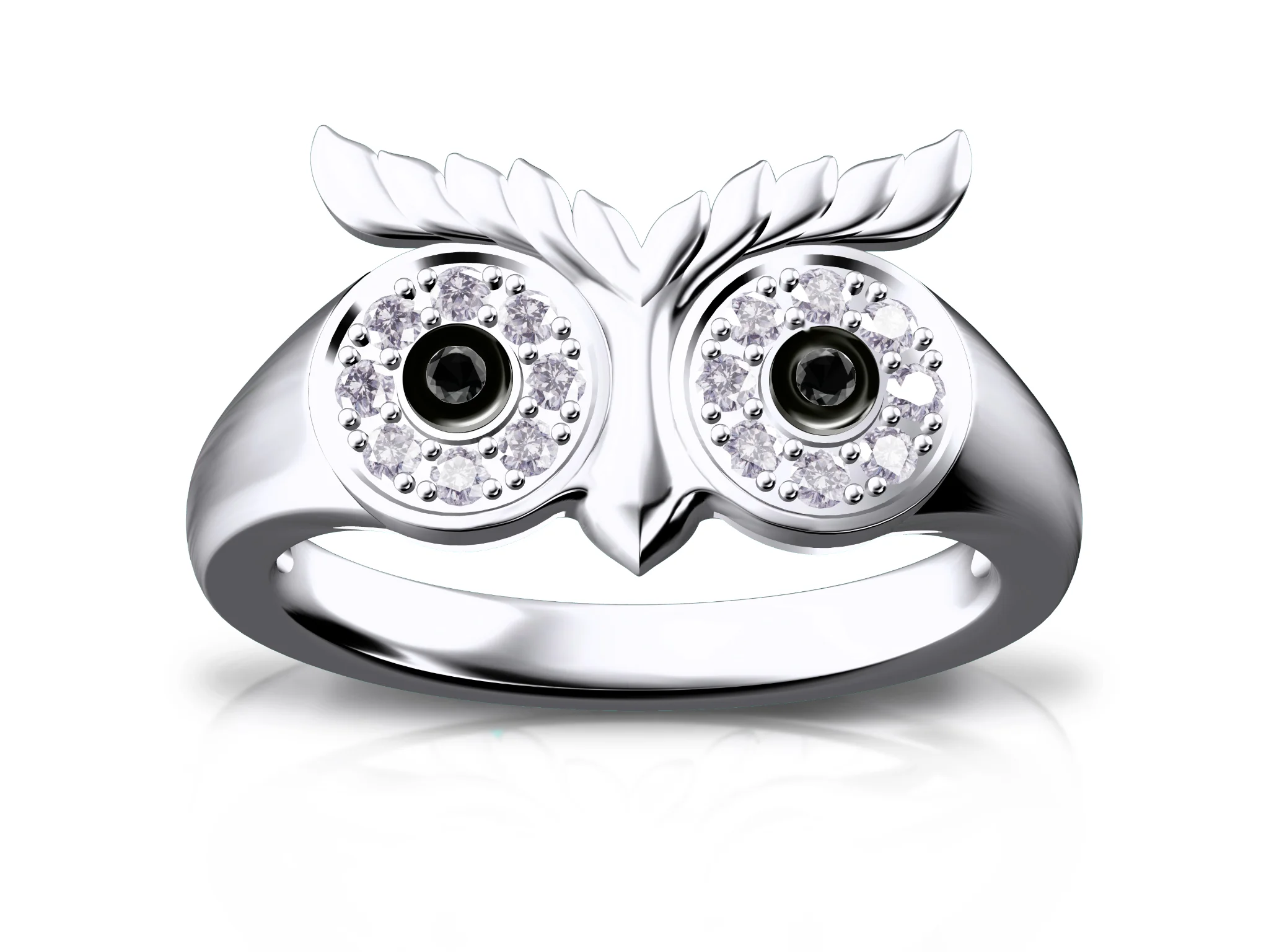 Owl Head Ring with Gemstone Eyes — view 7