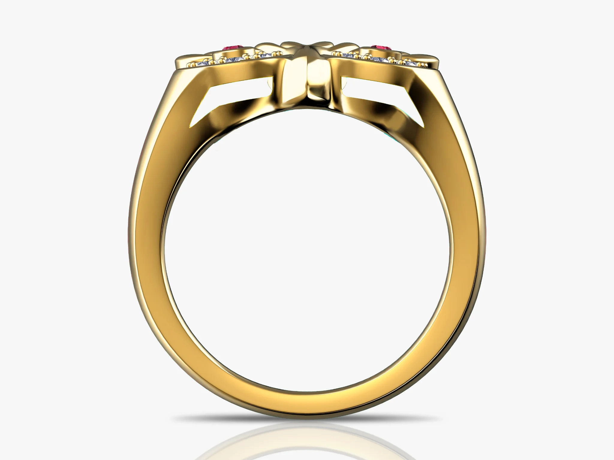 Owl Head Ring with Gemstone Eyes — view 5