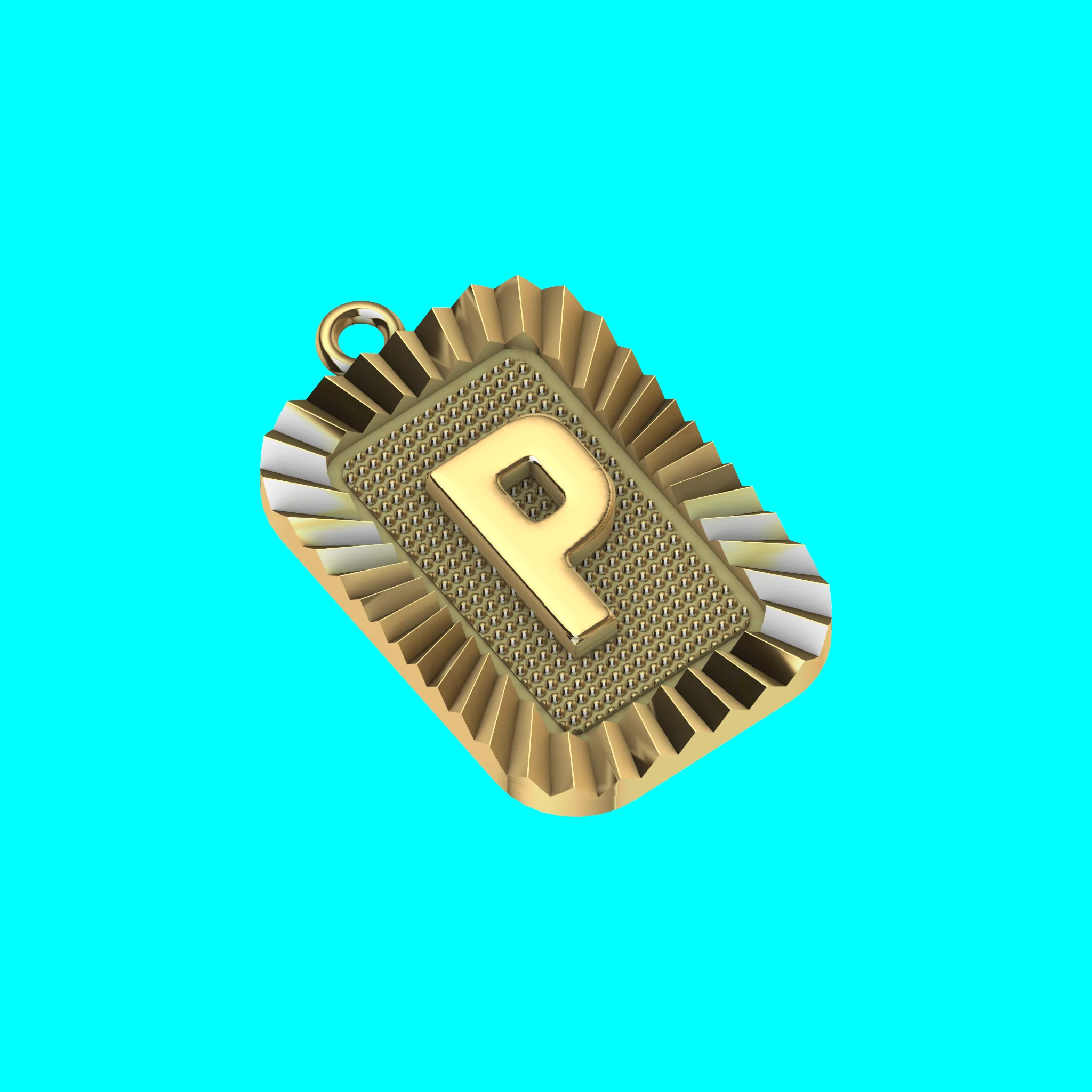 Buy P Letter Pendant CAD Model Gold Initial Necklace Jewelry — view 5