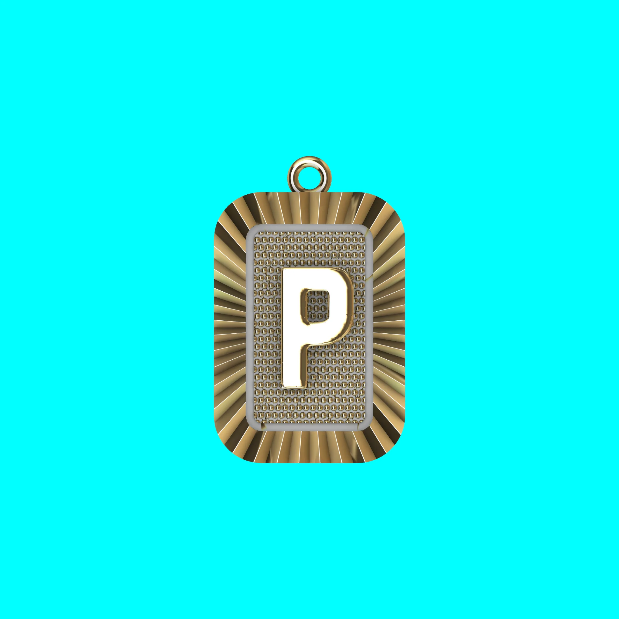 Buy P Letter Pendant CAD Model Gold Initial Necklace Jewelry — view 4