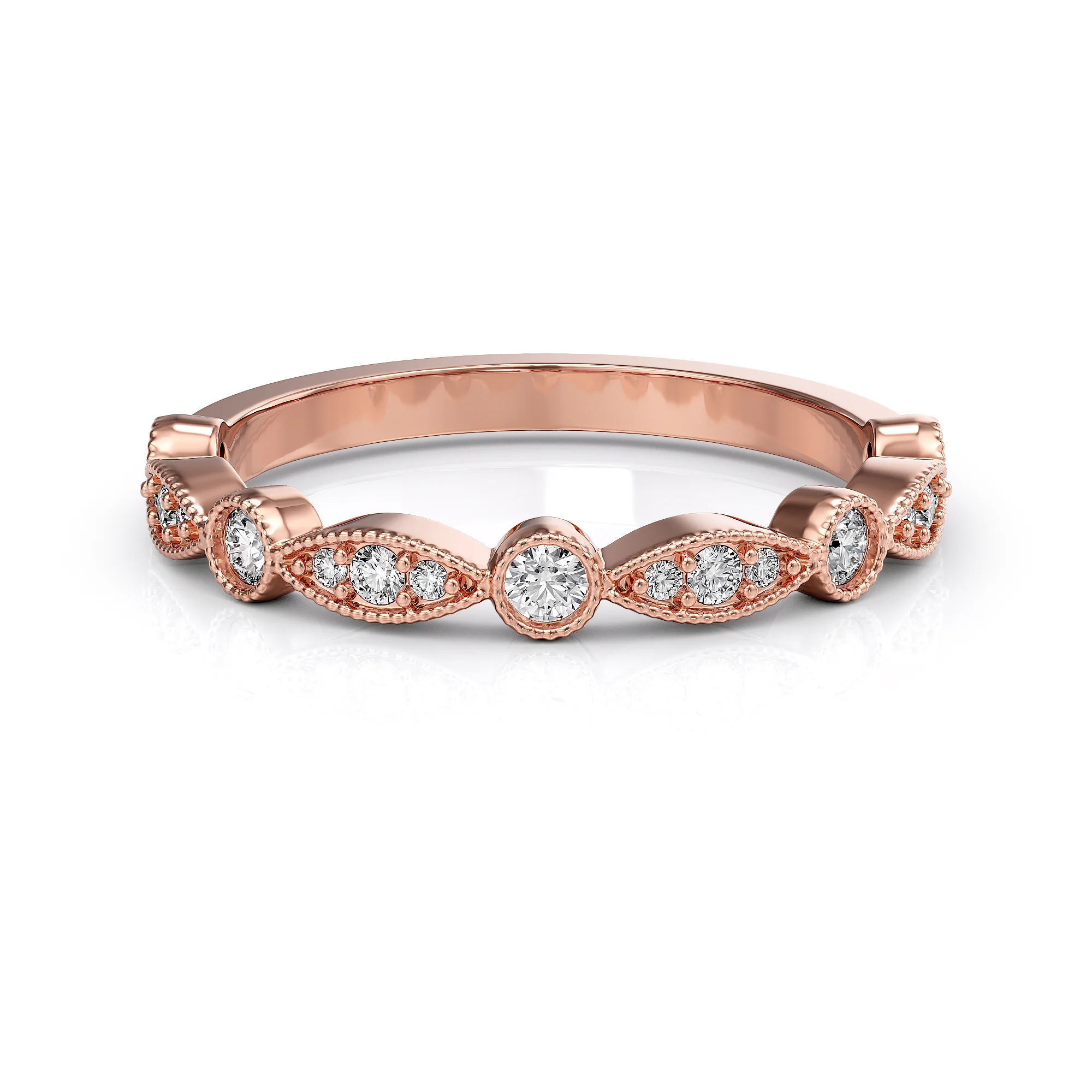 Floral Diamond Wedding Ring Band — view 2