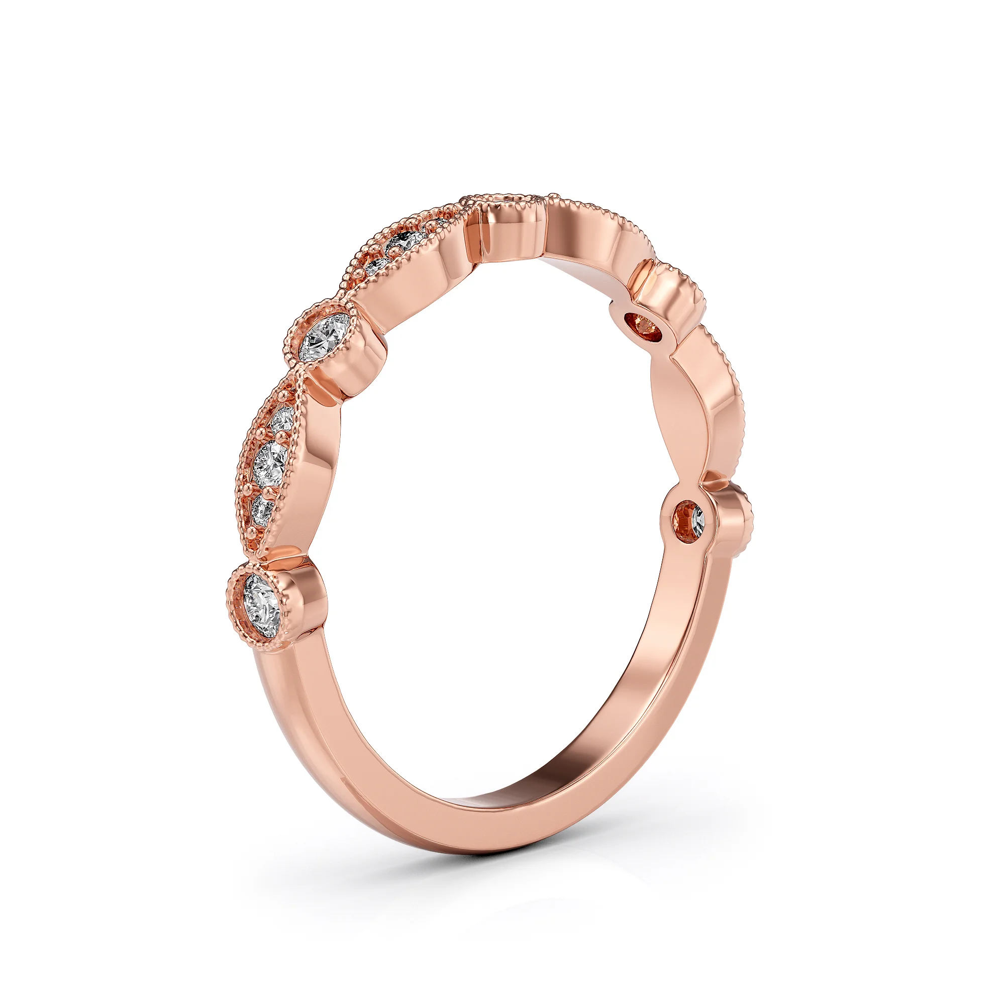 Floral Diamond Wedding Ring Band — view 8