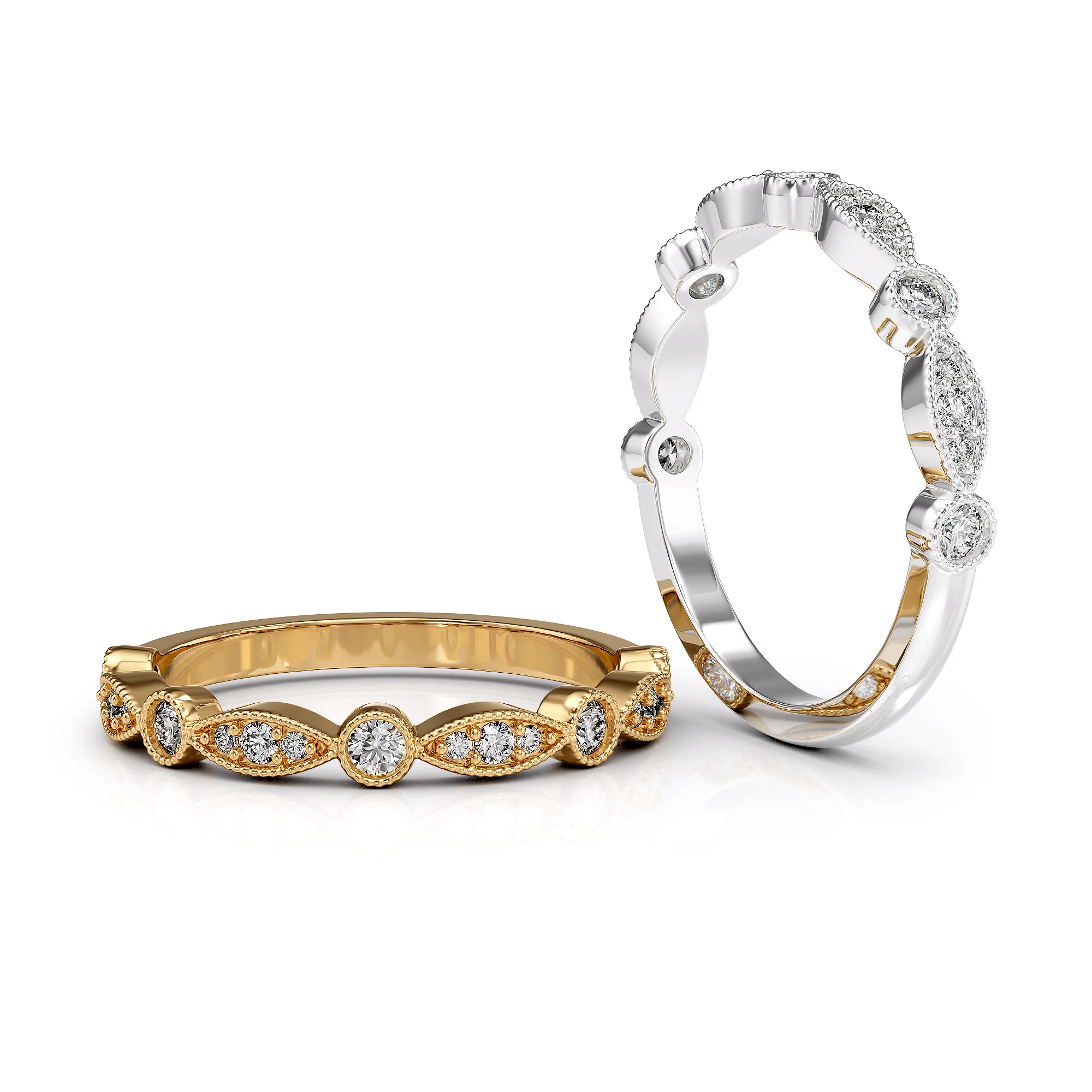 Floral Diamond Wedding Ring Band