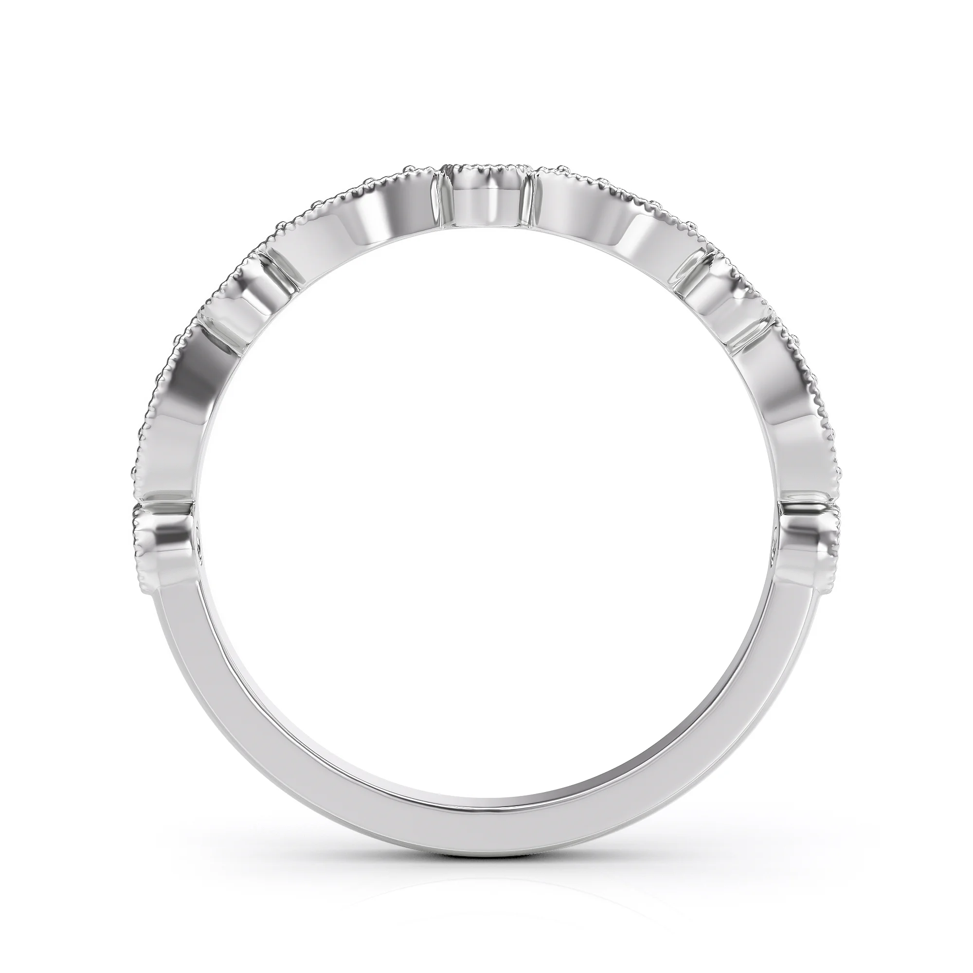 Floral Diamond Wedding Ring Band — view 3