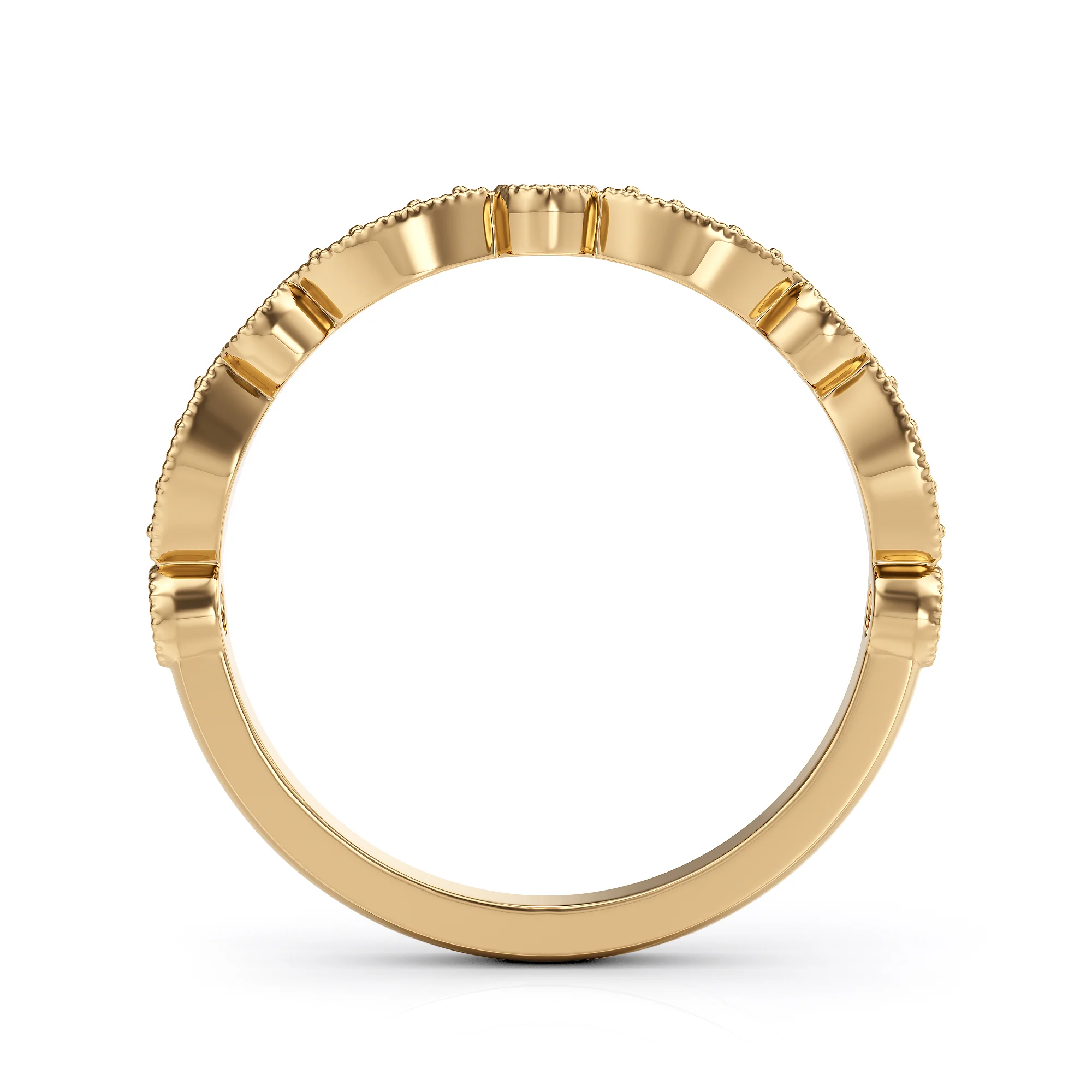 Floral Diamond Wedding Ring Band — view 4