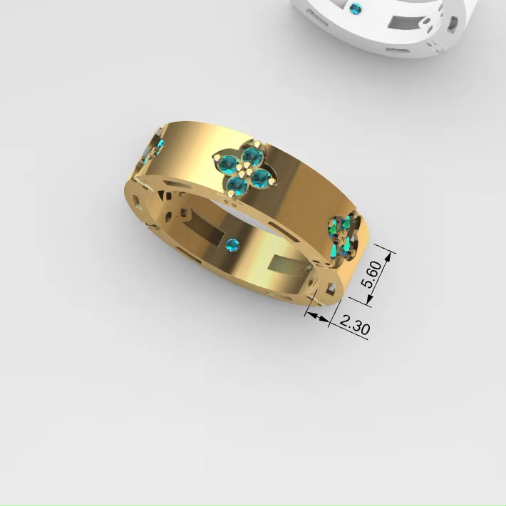 Floral Quatrefoil Eternity Band with — view 3