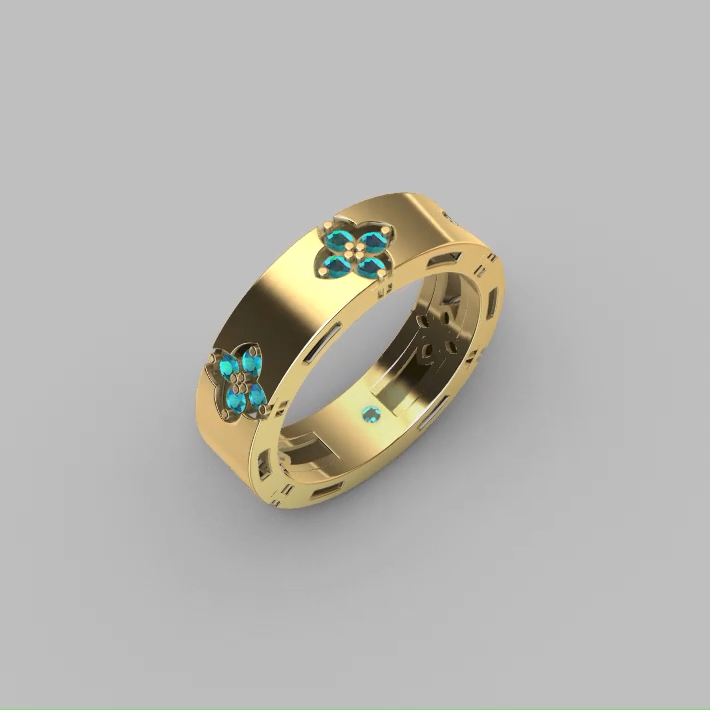 Floral Quatrefoil Eternity Band with — view 4