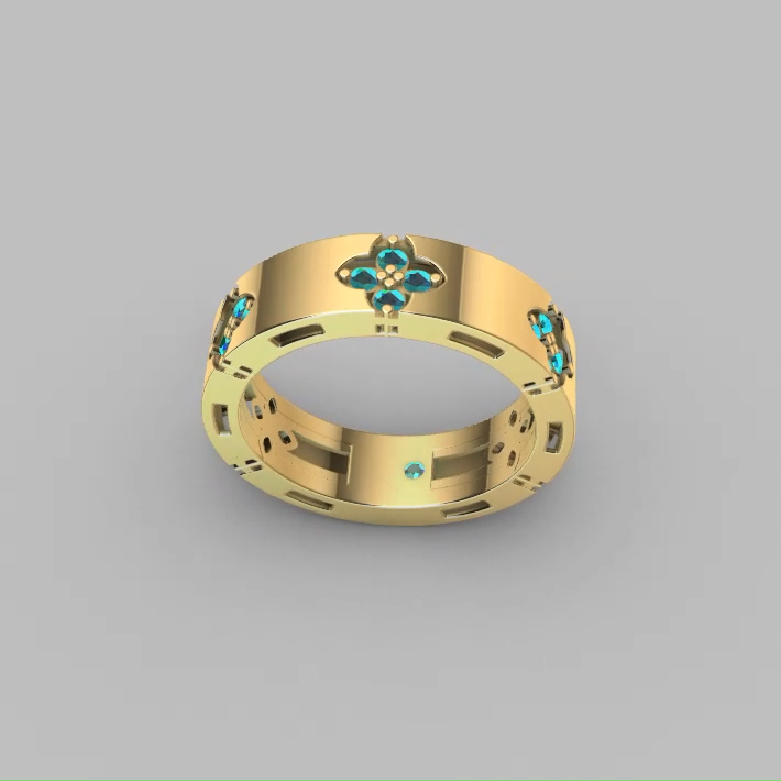 Floral Quatrefoil Eternity Band with — view 8