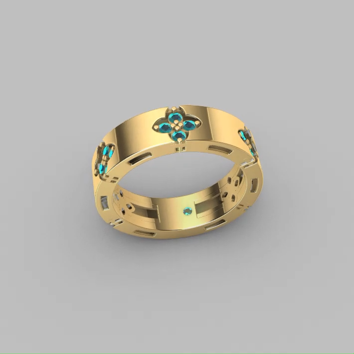 Floral Quatrefoil Eternity Band with