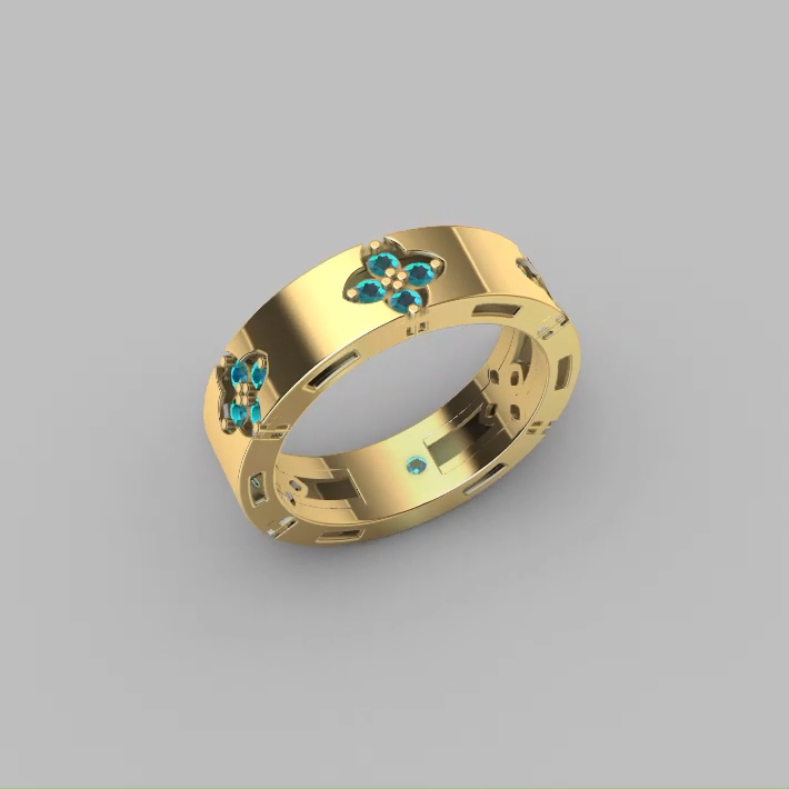 Floral Quatrefoil Eternity Band with — view 6