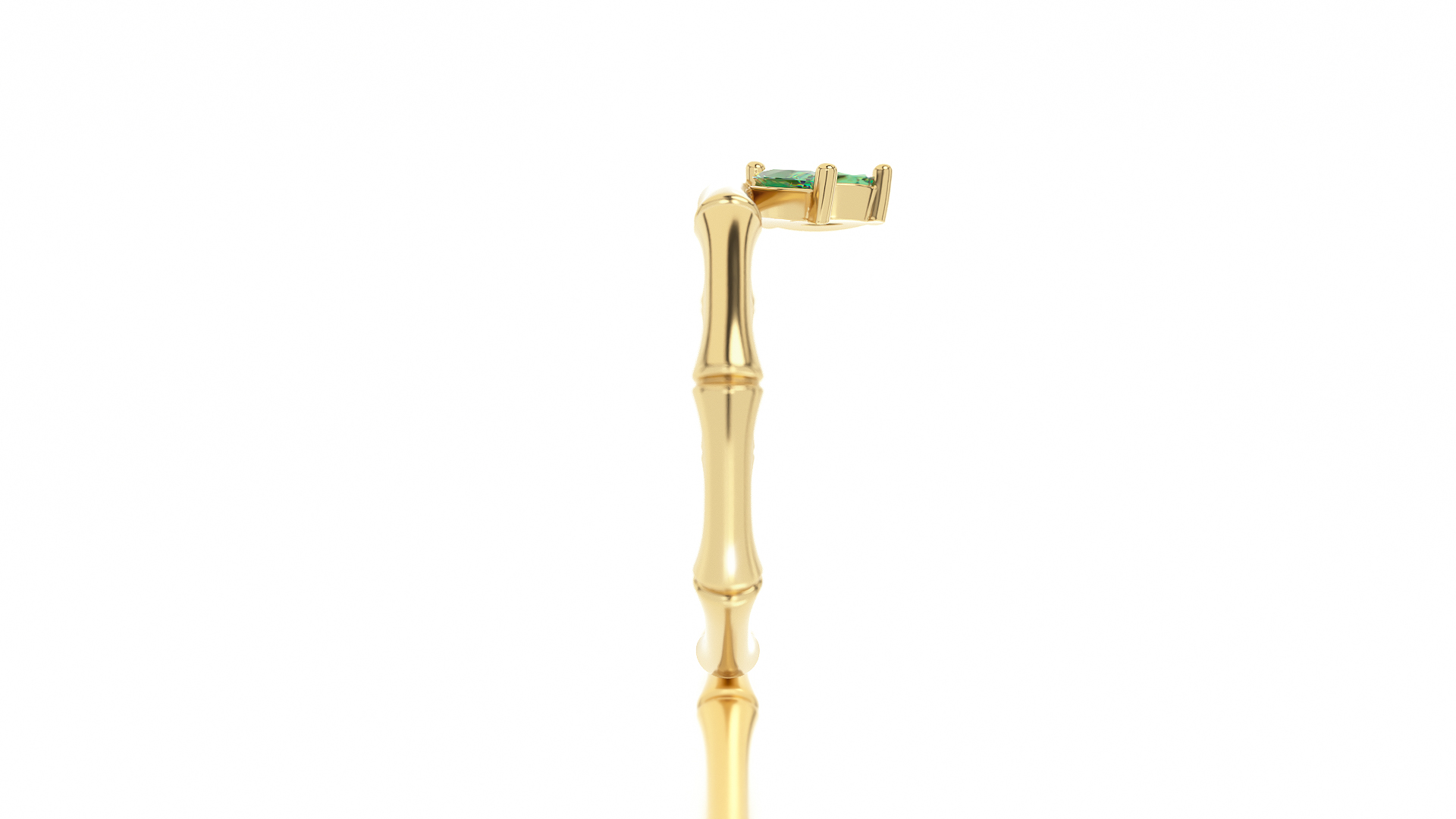 ring bamboo style with emerald marquise leaves — view 7