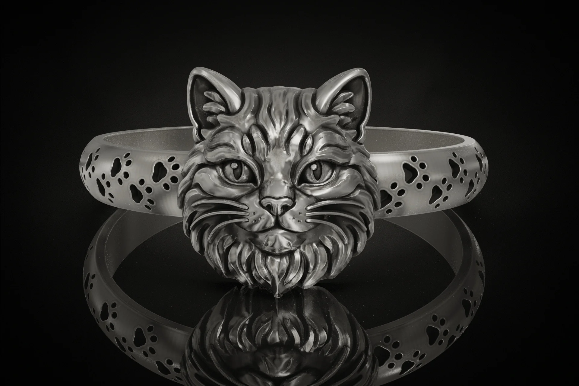 Cute Cat Paw Print Kids Ring