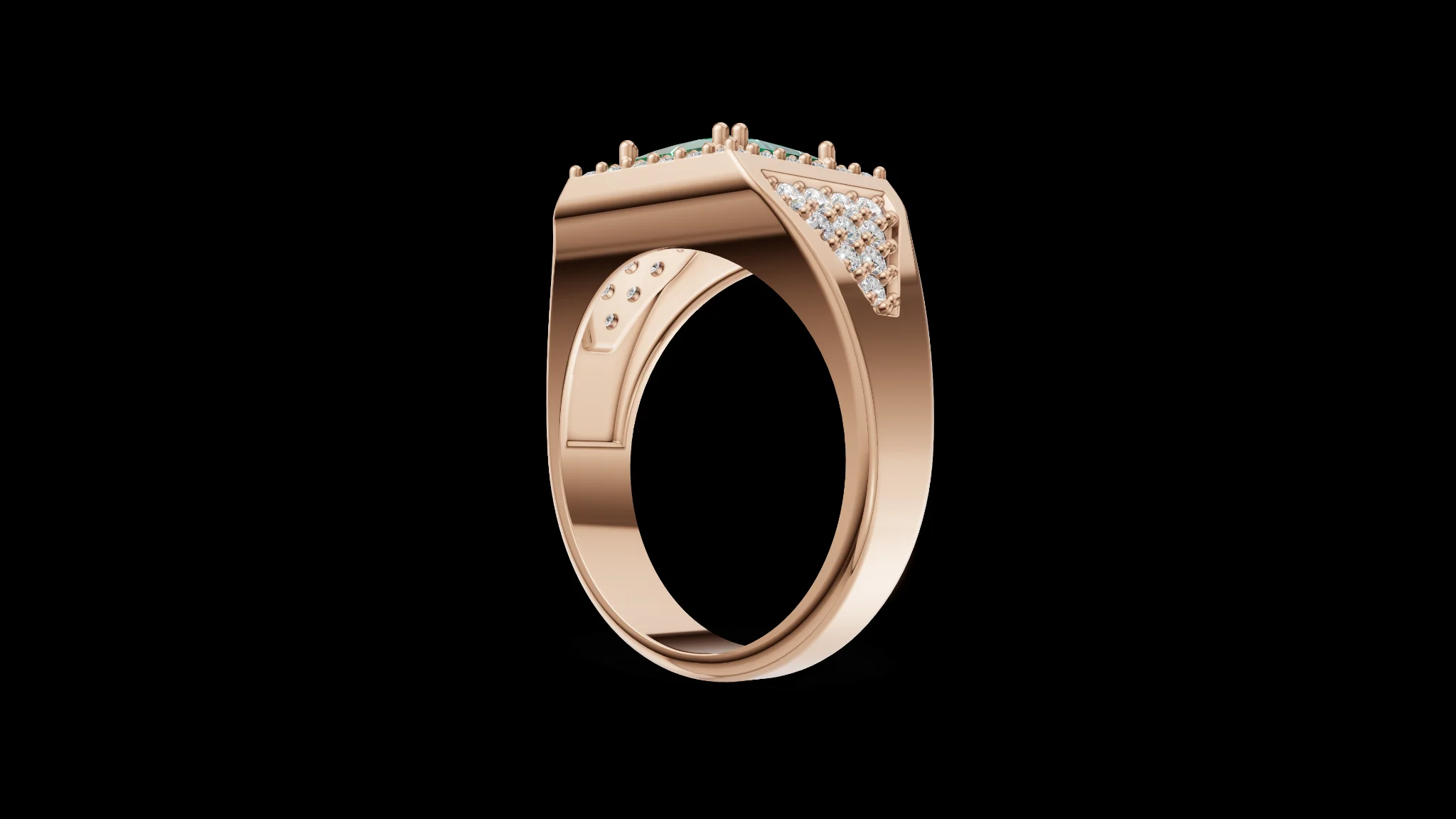 Square Halo Signet Ring | Princess Cut | 3D Printable Jewelry CAD Model STL — view 8