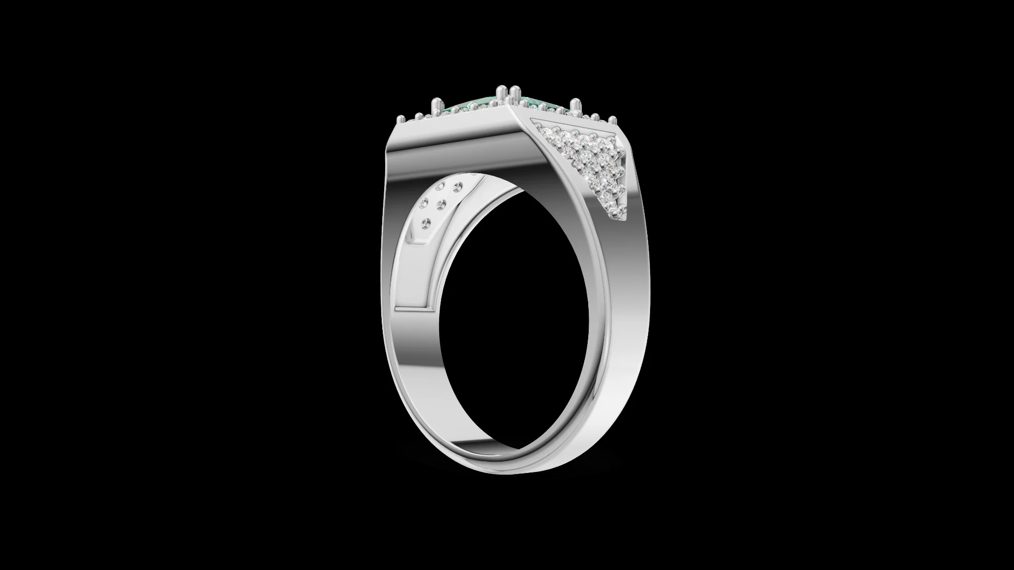 Square Halo Signet Ring | Princess Cut | 3D Printable Jewelry CAD Model STL — view 6