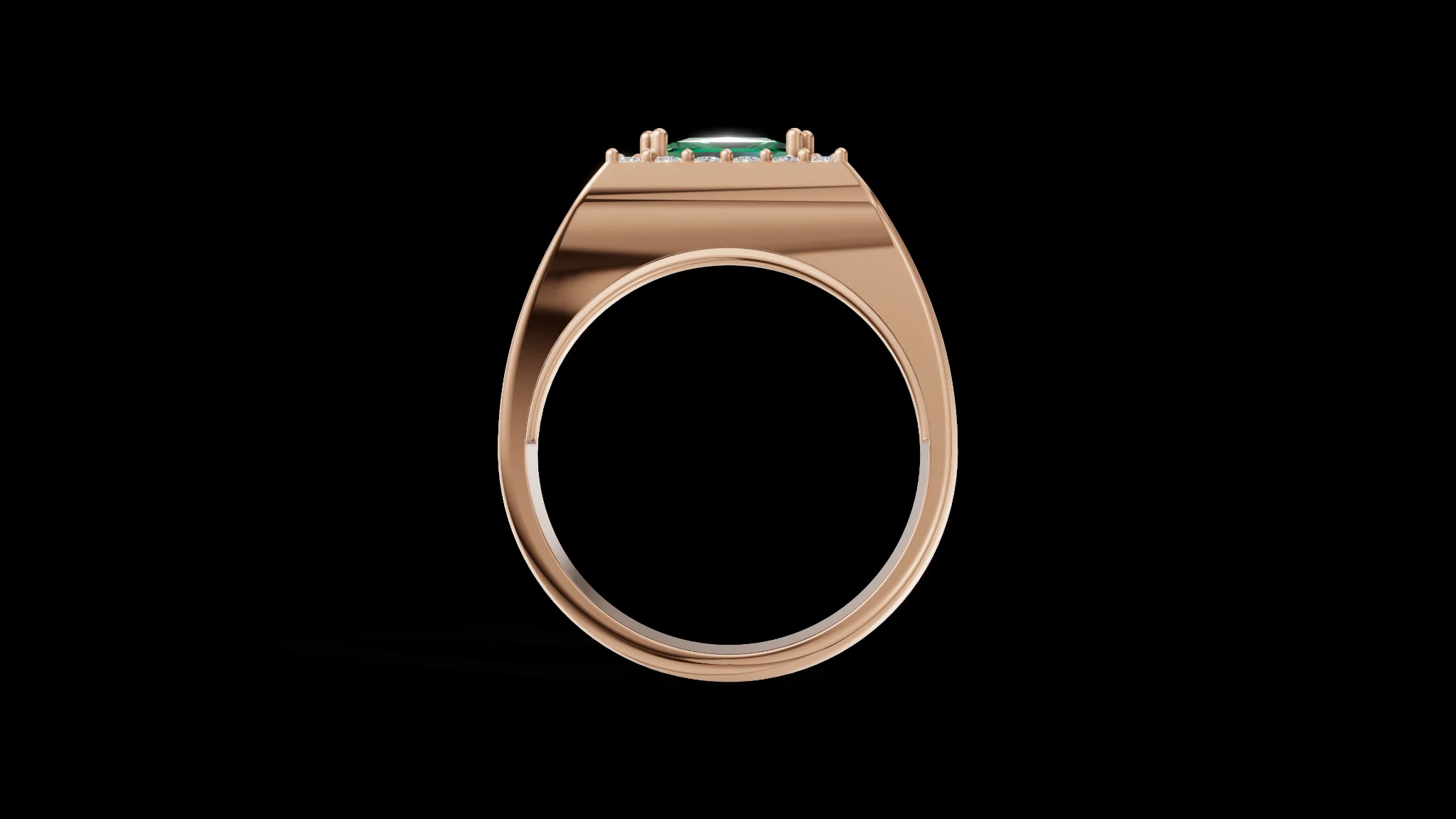 Square Halo Signet Ring | Princess Cut | 3D Printable Jewelry CAD Model STL — view 5