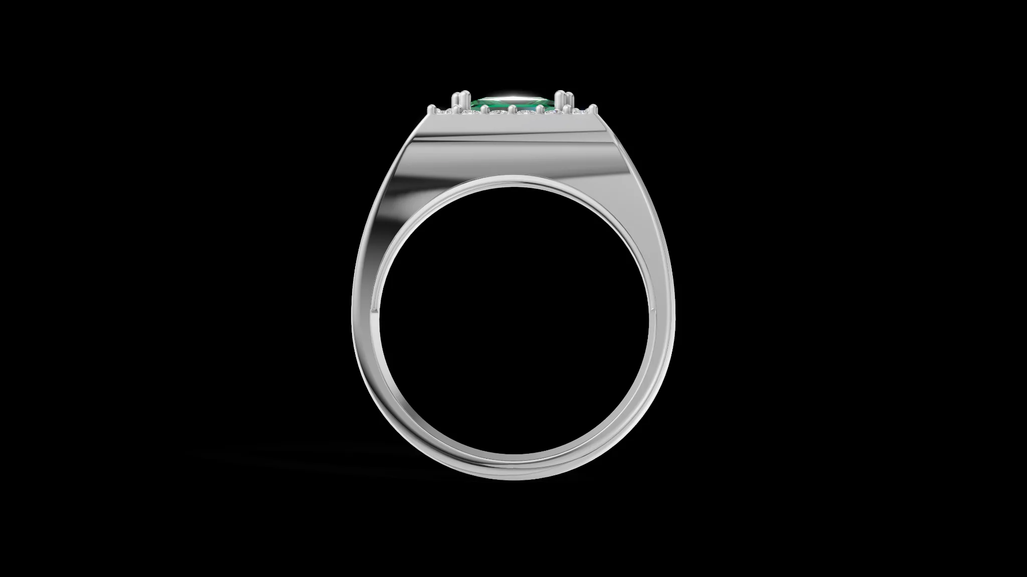 Square Halo Signet Ring | Princess Cut | 3D Printable Jewelry CAD Model STL — view 3