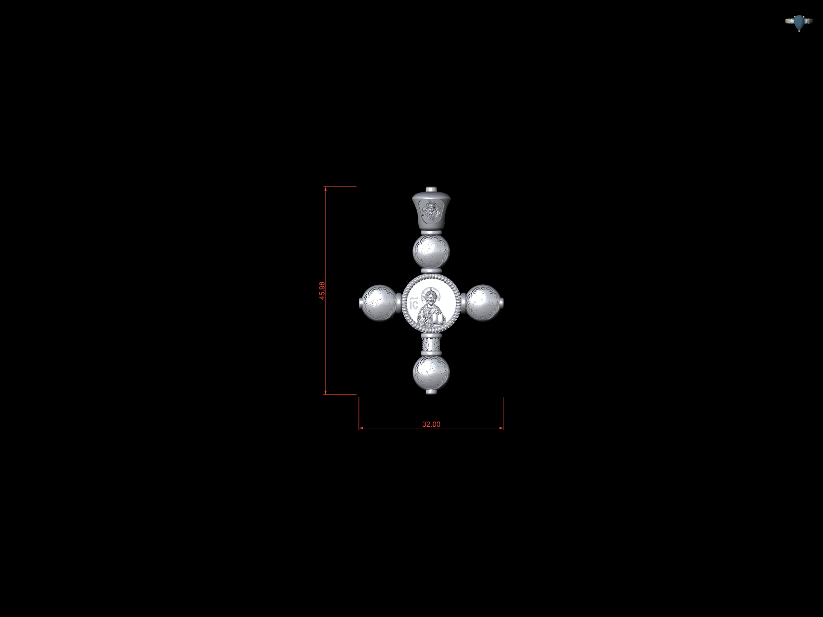 Spherical Bead Orthodox Cross Pendant with Knotwork — view 7