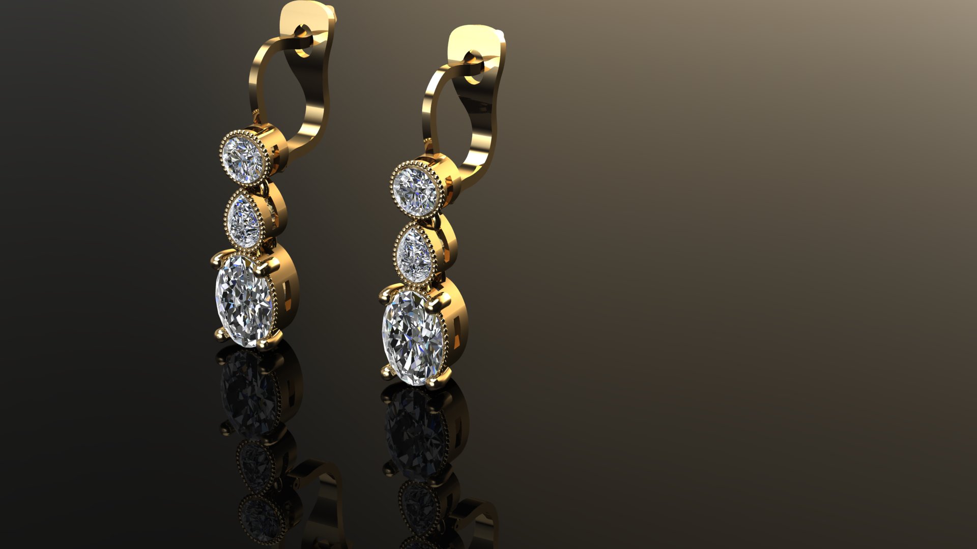 Delicate Three-Stone Stud Earrings — view 5