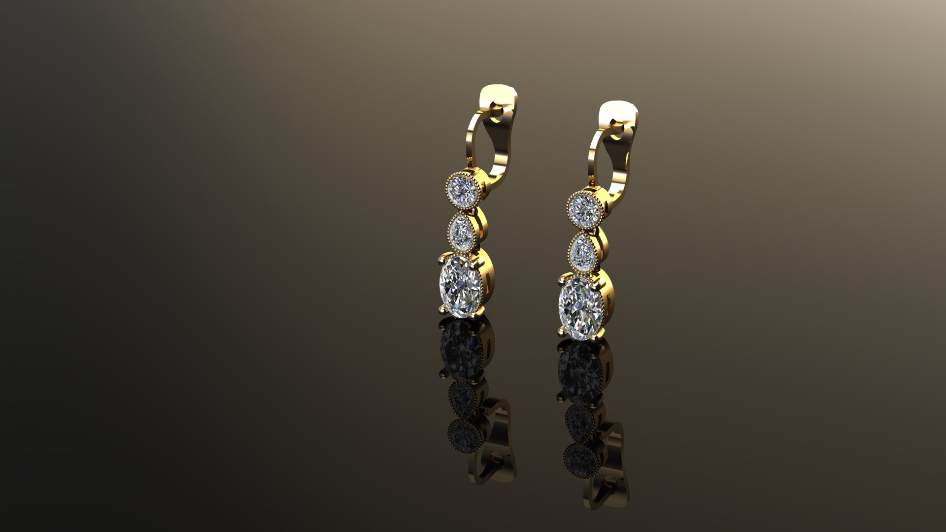 Delicate Three-Stone Stud Earrings — view 3