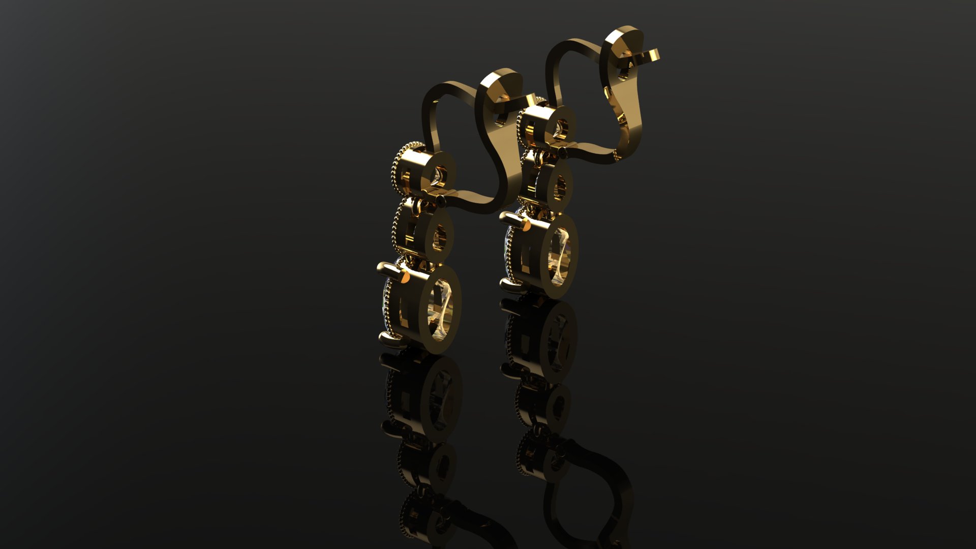 Delicate Three-Stone Stud Earrings — view 6