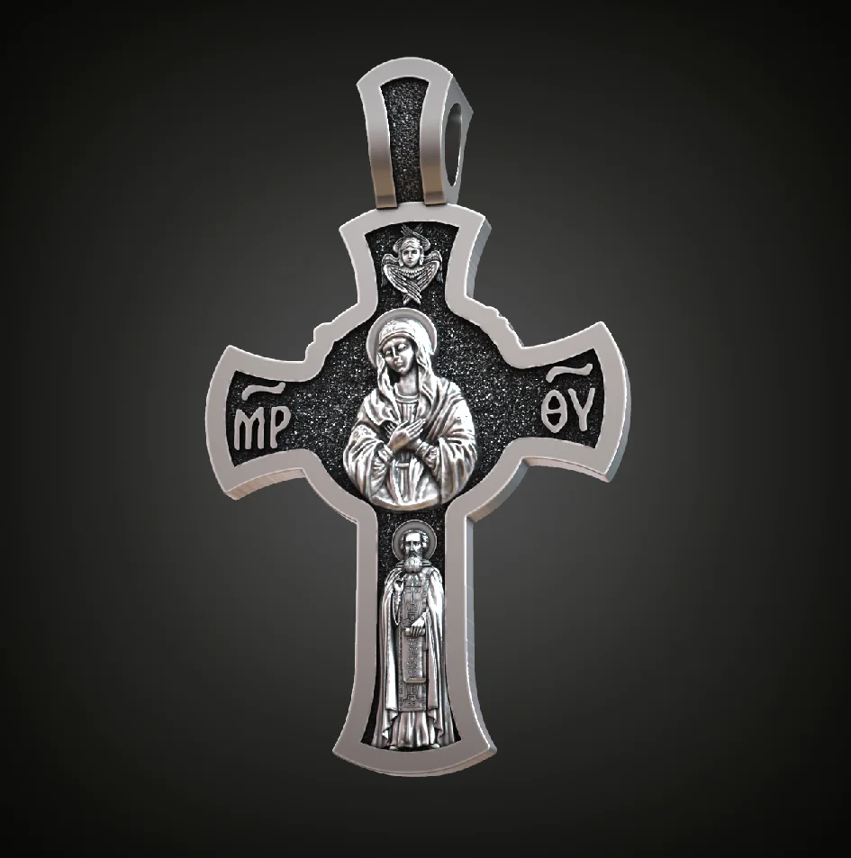 Orthodox Double-Sided Relief Cross Pendant — view 2