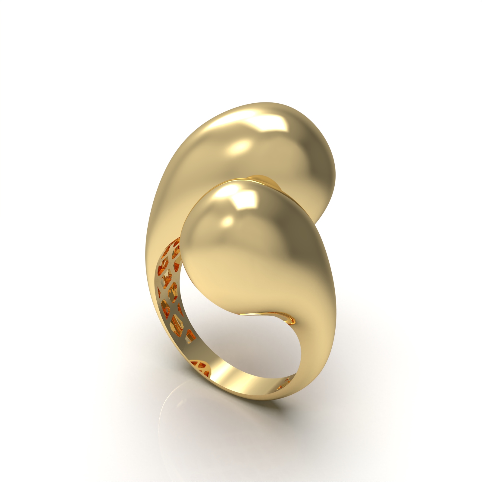 Chunky stone-free rings with light weight 3D print model — view 3
