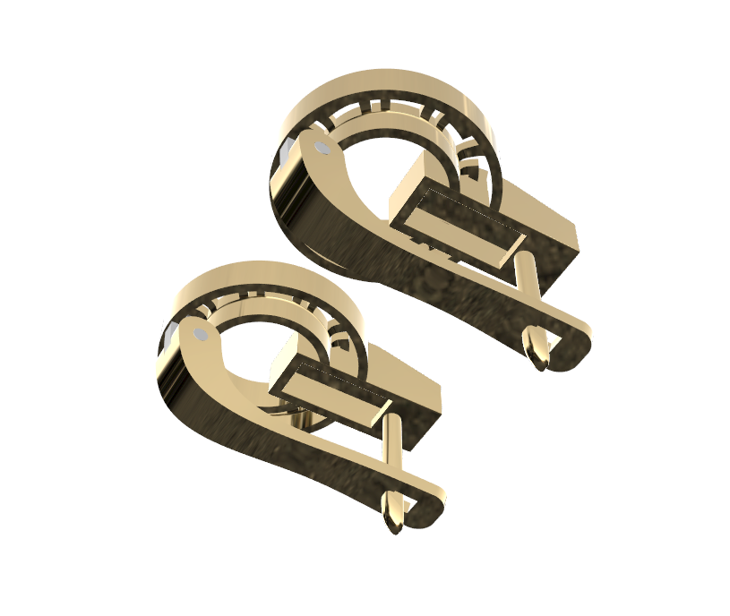 Meander Pattern Gold Pave Leverback Earrings — view 3